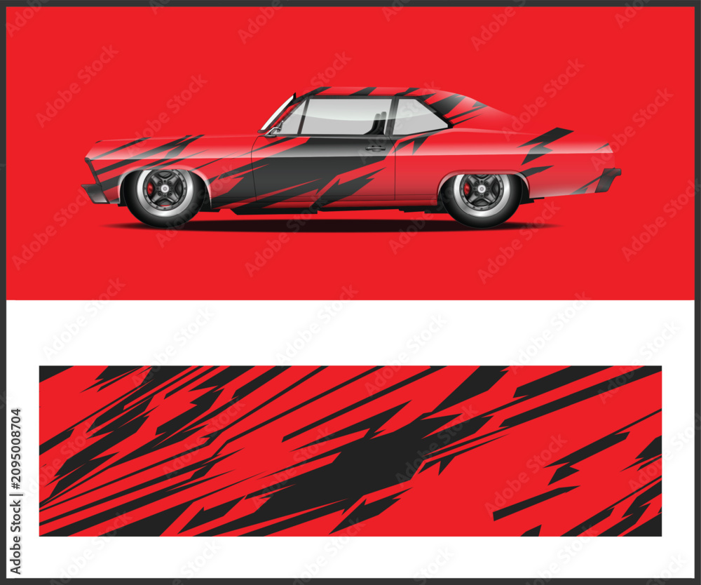 Naklejka premium Dynamic Red and Black Car Wrap Design