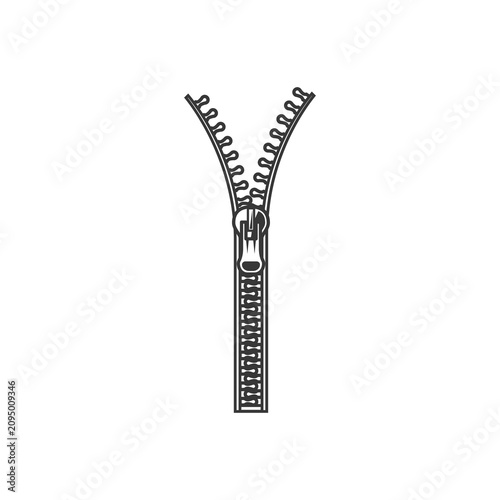 Φωτογραφία Zip fastener isolated open metal zipper or locker