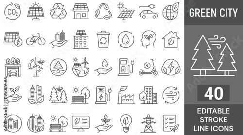Foto Green City Line Icon Set
