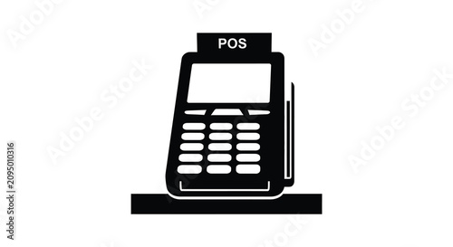 Tableau sur toile Point of sale terminal with card reader black silhouette pos checkout