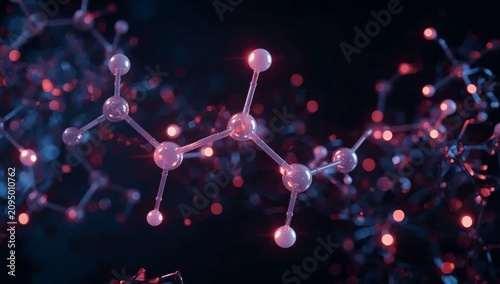 Molecules and Atoms Connected in a Science Exploration Background During Nigh...