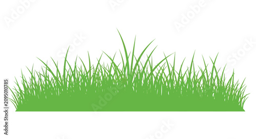 Obraz na płótnie Green grass blades in a flat vector silhouette foliage herbage lawn