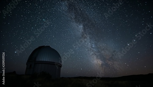 Milky Way Shining Above Observatory During Night in Clear Sky
