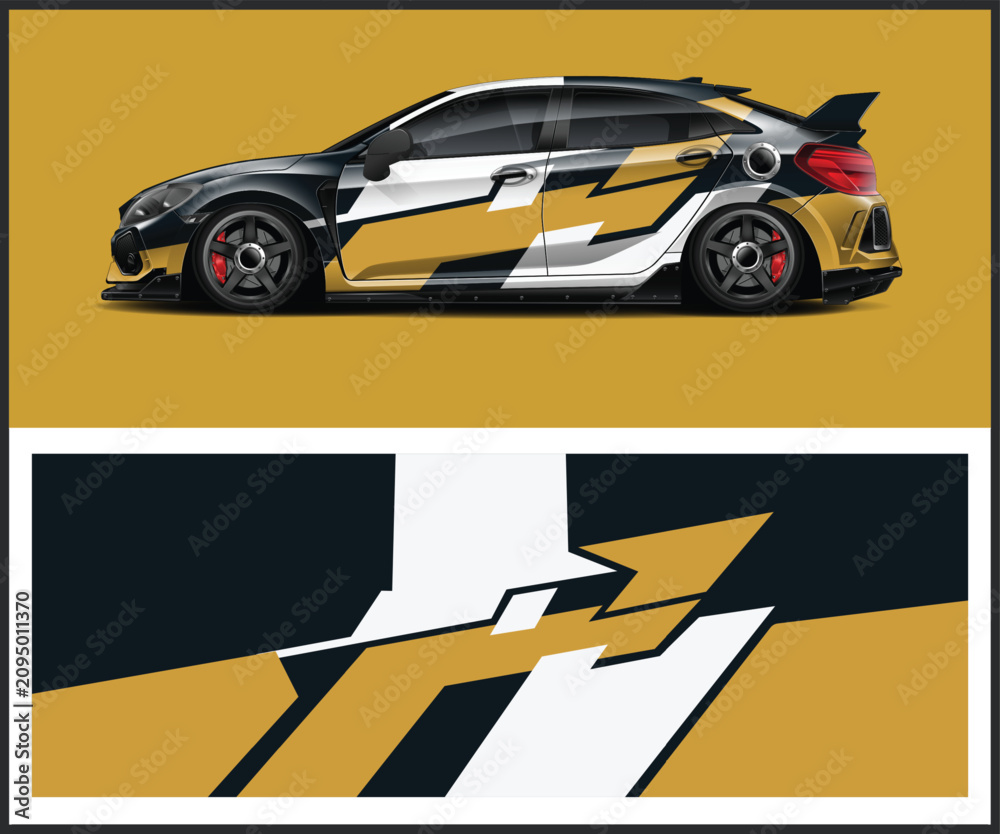 Fototapeta premium Modern Racing Car Wrap Design with Abstract Patterns