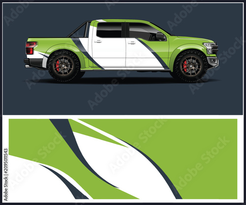 Modern Green and White Truck Wrap Design