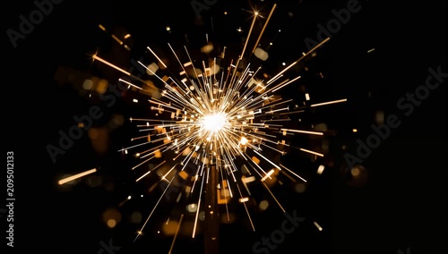 Bright Sparkler Creates Bursts of Light in a Dark Setting During an Evening C...