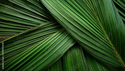 Woven Green Palm Leaves Texture Background