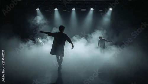 Dancers Perform on Stage With Fog and Lights During a Show