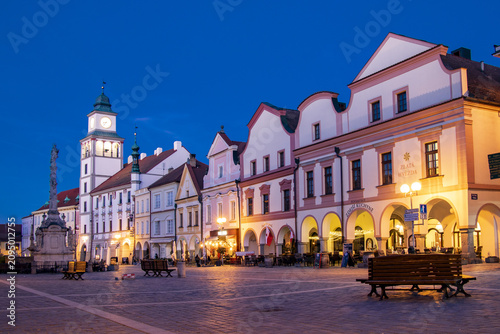 an evening shot of a picturesque South Bohemian town
