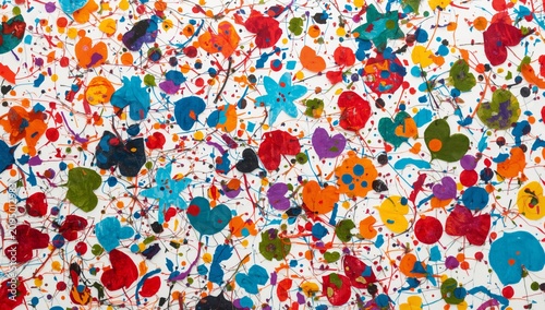 Colorful Art Piece With Various Shapes and Patterns on a White Background