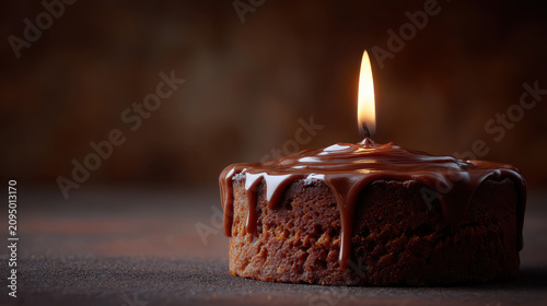 Warm and Inviting Mood with Candle on Chocolate Cake