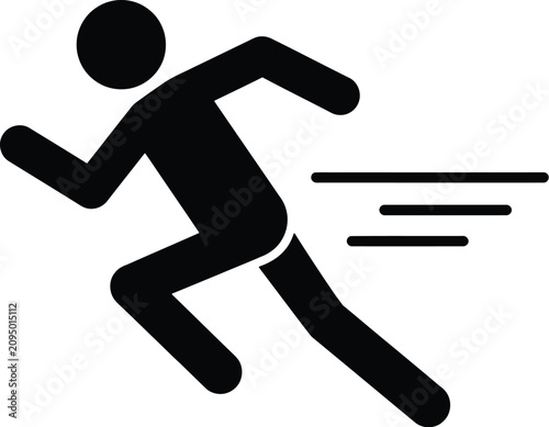 Slika na platnu Minimalist vector graphic illustration of a fast running person moving quickly a