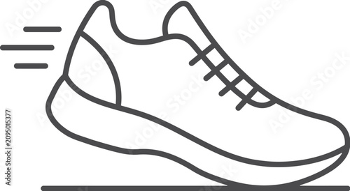 Фотография Minimalist vector graphic illustration of a running shoe showing speed lines in