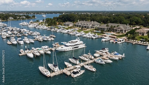 Boats Docked at a Marina During Daylight With Clear Skies and Green Trees