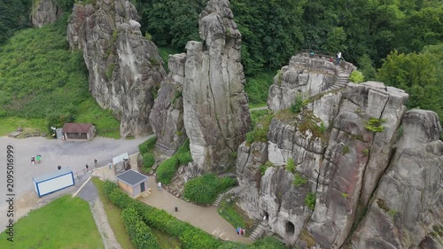 Externsteine Cliff Detail Near Solar Panel Aerial View
