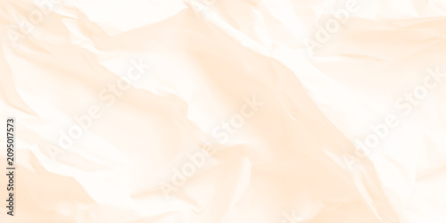 Soft peach-colored crumpled paper background texture with smooth folds and creases