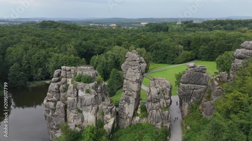 Externsteine Rock Formation Wide Angle Aerial View
