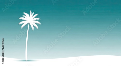 Minimalist palm tree illustration on teal gradient background