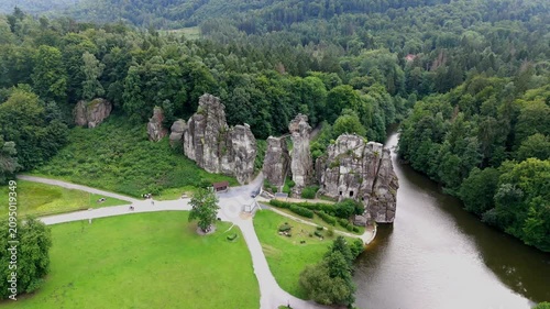 Externsteine Rock Formation Aerial View Muted Daylight