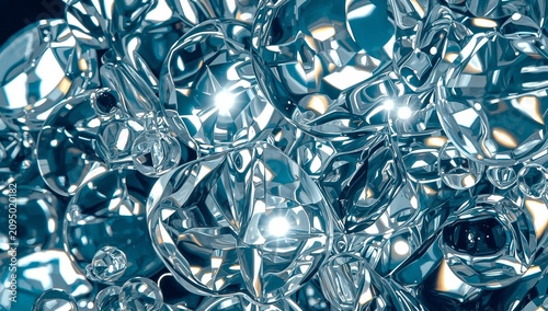 Shiny Bubbles Reflect Light in Abstract Arrangement With Clear Details and Sh...