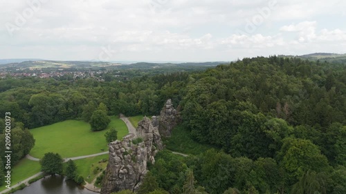 Aerial circular orbit From Forest Panorama To Externsteine