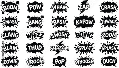 Fotografía Collection of comic book sound effects in various styles for creative projects