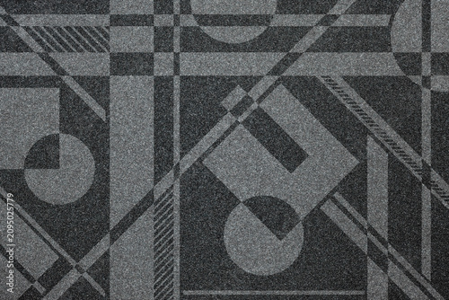 Quadro em tela Contemporary monochrome backdrop with an industrial concrete texture and dark architectural geometric shapes