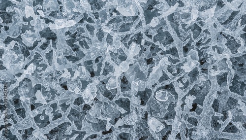 Close View of Broken Ice Pieces on a Surface During Winter Season