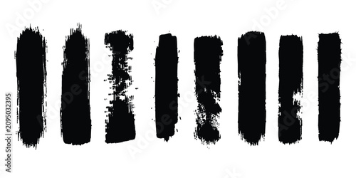 Εκτύπωση καμβά Brush strokes set with black ink smudges and textured edges isolated