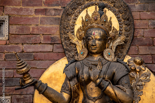Gilded Bronze Deity Statue at Patan Durbar Square Nepal