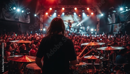 Musicians Perform on Stage During a Live Concert at a Music Festival in the E...