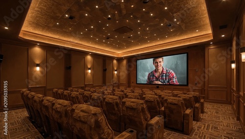 Luxury Home Theater With Comfortable Seating and Large Screen