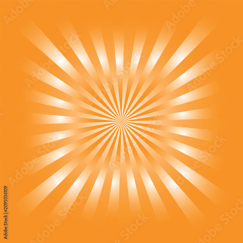 Bright Orange and White Retro Sunburst Background with Radial Glow Rays