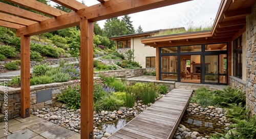 Hillside Terraced Home Rain Garden Water Management Design