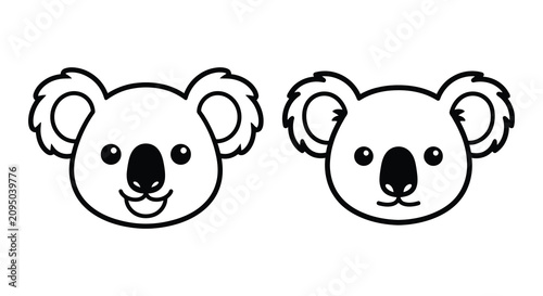 Photography Two koala head silhouettes with rounded features and simplified outlines black o