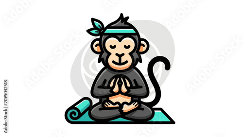 Photography A cartoon monkey practices yoga meditation.