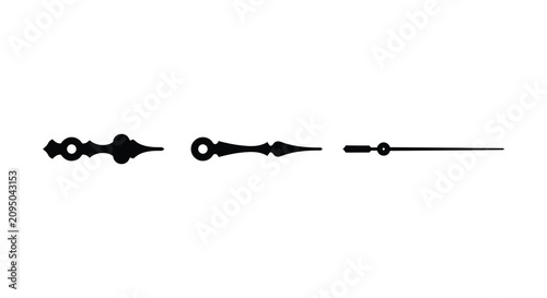 Tableau sur toile Clock hands and ornate details black silhouette against a white background silho