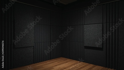 Soundproof Room With Acoustic Panels for Audio Recording and Mixing