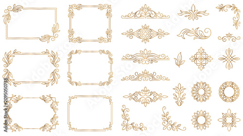 Fotografija Luxury golden frames and decorative elements collection.