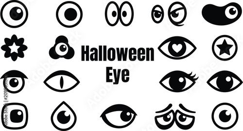 Cuadro en lienzo Halloween eyes graphics in black and white for spooky designs
