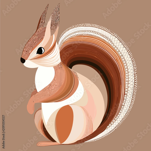 Abstract stylized squirrel with distorted features and pixelation