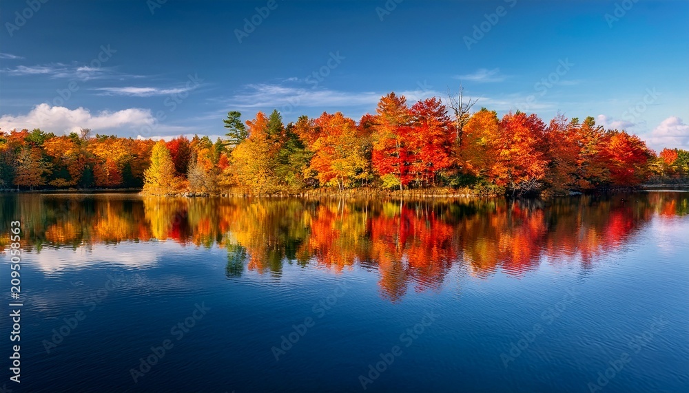 Obraz premium Minnesota Lake In The Autumn With Colorful Trees Reflection In Water