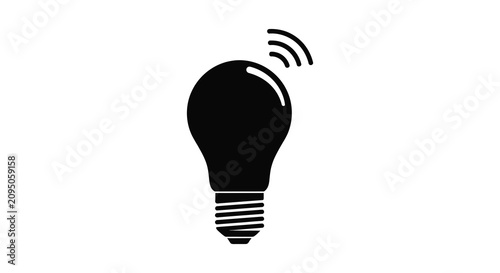 Obraz na plátně Lightbulb With Radio Waves Silhouette bulb illumination