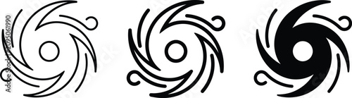 Fotografi Three whirls or spirals in black and white