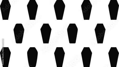 фотографія black coffins arranged in a grid for a spooky halloween background