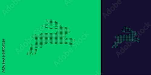 ASCII Running Figure on Green and Blue Background
