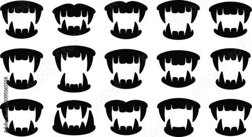 Obraz na płótnie Spooky vampire fangs collection for Halloween design and horror theme projects