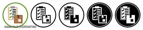 Foto Flat inventory icons in outline, solid, and inverted styles