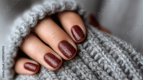 Obraz na plátně Manos de mujer con uñas rojas