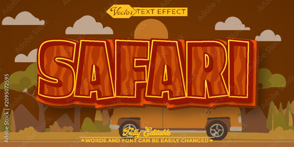 Fototapeta premium Wild Safari Jungle Adventure Typography Vector Fully Editable Smart Object Text Effect
